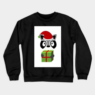 Holiday Trash Panda Holding Gift Crewneck Sweatshirt